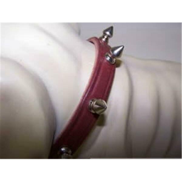 Omni Pet No.102LK-BU18 .75 in X 18 in Spiked Latigo Leather Collar Burgandy 445-10257